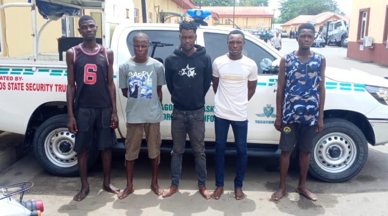 Lagos Taskforce Arrests Five Suspected ‘Omotaku’ for Extortion in Abule-Egba, TBS
