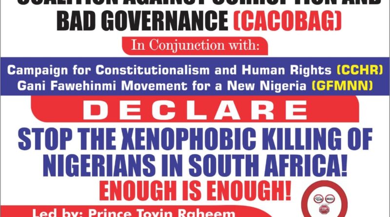 AN OPEN PROTEST LETTER: STOP KILLING OF NIGERIANS IN SOUTH AFRICA AN OPEN PROTEST LETTER: STOP KILLING OF NIGERIANS IN SOUTH AFRICA